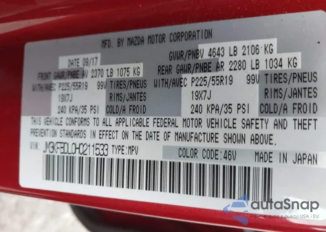 2017 Mazda Cx-5 Grand Select from USA, damaged, VIN JM3KFBDL0H0211533